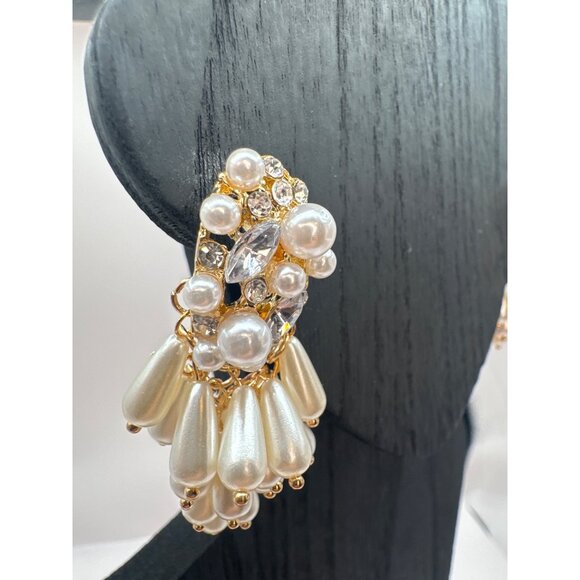 2/$24 Glam Streetwear Shiny Geometric Imitation Pearl & Rhinestone Dangle Drop - Picture 3 of 10